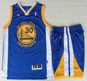 Wholesale Cheap Golden State Warriors 30 Stephen Curry Blue Revolution 30 Swingman Jerseys Shorts NBA Suits