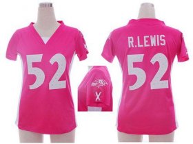 Wholesale Cheap Nike Ravens #52 Ray Lewis Pink Draft Him Name & Number Top Women\'s Stitched NFL Elite Jersey