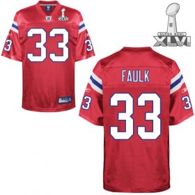 Wholesale Cheap Patriots #33 Kevin Faulk Red Super Bowl XLVI Embroidered NFL Jersey