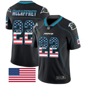 Wholesale Cheap Nike Panthers #22 Christian McCaffrey Black Men\'s Stitched NFL Limited Rush USA Flag Jersey