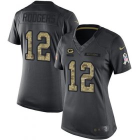 Wholesale Cheap Nike Packers #12 Aaron Rodgers Black Women\'s Stitched NFL Limited 2016 Salute to Service Jersey