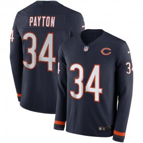 Wholesale Cheap Men\'s Bears #34 Walter Payton Navy Blue Team Color Men\'s Stitched NFL Limited Therma Long Sleeve Jersey