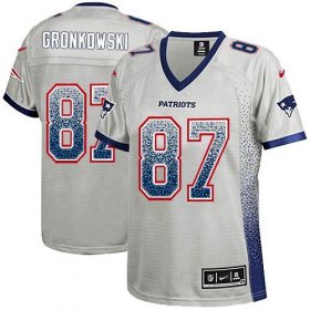 Wholesale Cheap Nike Patriots #87 Rob Gronkowski Grey Women\'s Stitched NFL Elite Drift Fashion Jersey