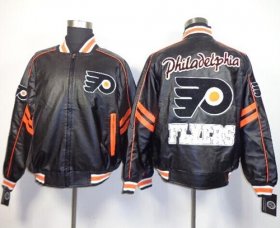 Wholesale Cheap Philadelphia Flyers NHL Black Leather Jacket