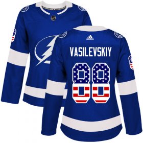 Wholesale Cheap Adidas Lightning #88 Andrei Vasilevskiy Blue Home Authentic USA Flag Women\'s Stitched NHL Jersey