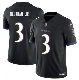 Cheap Men\'s Baltimore Ravens #3 Odell Beckham Jr. Black 2023 F.U.S.E. Vapor Untouchable Stitched Jersey