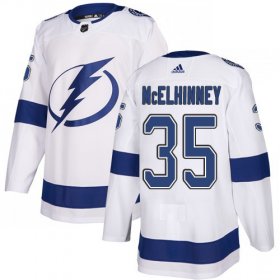 Cheap Adidas Lightning #35 Curtis McElhinney White Road Authentic Stitched NHL Jersey