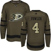 Wholesale Cheap Adidas Ducks #4 Cam Fowler Green Salute to Service Stitched NHL Jersey