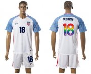 Wholesale Cheap USA #18 Morris White Rainbow Soccer Country Jersey
