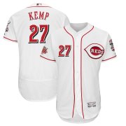 Wholesale Cheap Men's Reds #27 Matt Kemp Majestic White 150th Anniversary Home Authentic Collection Flex Base Player Jersey