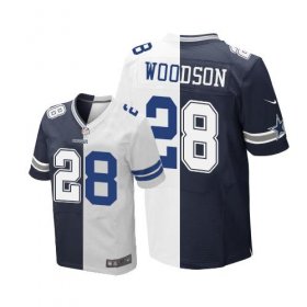 Wholesale Cheap Nike Cowboys #28 Darren Woodson Navy Blue/White Men\'s Stitched NFL Elite Split Jersey