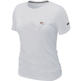 Wholesale Cheap Women\'s Nike Denver Broncos Chest Embroidered Logo T-Shirt White