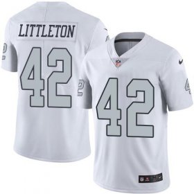 Wholesale Cheap Nike Raiders #42 Cory Littleton White Men\'s Stitched NFL Limited Rush Jersey