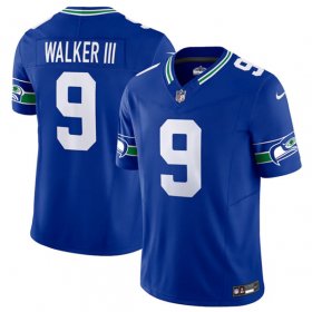 Wholesale Cheap Men\'s Seattle Seahawks #9 Kenneth Walker III Royal 2023 F.U.S.E. Vapor Limited Throwback Stitched Jersey