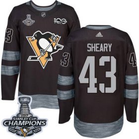 Wholesale Cheap Adidas Penguins #43 Conor Sheary Black 1917-2017 100th Anniversary Stanley Cup Finals Champions Stitched NHL Jersey