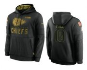 Wholesale Cheap Men's Kansas City Chiefs #10 Tyreek Hill Black 2020 Salute To Service Sideline Performance Pullover Hoodie