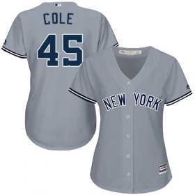 Wholesale Cheap Yankees #45 Gerrit Cole Grey Road Women\'s Stitched MLB Jersey