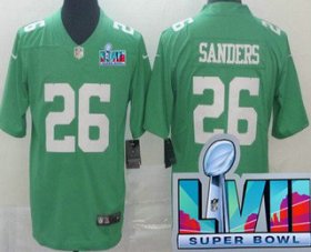 Cheap Men\'s Philadelphia Eagles #26 Miles Sanders Limited Green Rush Super Bowl LVII Vapor Jersey
