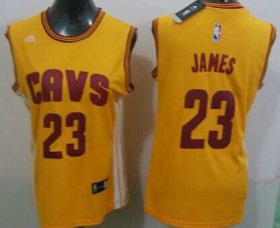 Wholesale Cheap Cleveland Cavaliers #23 LeBron James 2014 New Yellow Womens Jersey
