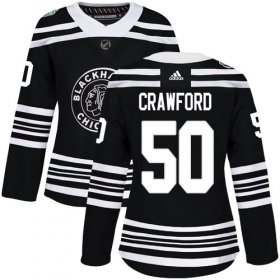 Wholesale Cheap Adidas Blackhawks #50 Corey Crawford Black Authentic 2019 Winter Classic Women\'s Stitched NHL Jersey