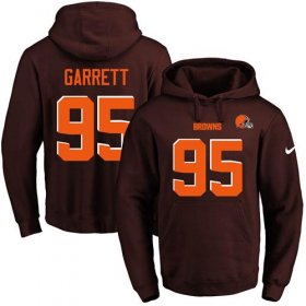 Wholesale Cheap Nike Browns #95 Myles Garrett Brown Name & Number Pullover NFL Hoodie
