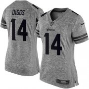 Wholesale Cheap Nike Vikings #14 Stefon Diggs Gray Women's Stitched NFL Limited Gridiron Gray Jersey