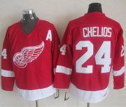 Wholesale Cheap Red Wings #24 Chris Chelios Red CCM Throwback Stitched NHL Jersey