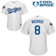 Wholesale Cheap Dodgers #8 Manny Machado White Cool Base 2018 World Series Stitched Youth MLB Jersey