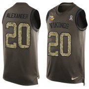 Wholesale Cheap Nike Vikings #20 Mackensie Alexander Green Men's Stitched NFL Limited Salute To Service Tank Top Jersey