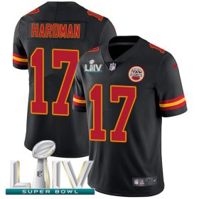 Wholesale Cheap Nike Chiefs #17 Mecole Hardman Black Super Bowl LIV 2020 Men\'s Stitched NFL Limited Rush Jersey