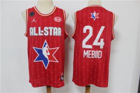 Wholesale Cheap Men\'s Philadelphia 76ers #24 Joel Embiid Red Jordan Brand 2020 All-Star Game Swingman Stitched NBA Jersey