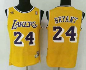 Wholesale Cheap Men\'s Los Angeles Lakers #24 Kobe Bryant Yellow Hardwood Classics Soul Swingman Throwback Jersey