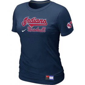 Wholesale Cheap Women\'s Nike Cleveland Indians Short Sleeve Practice T-Shirt Dark Blue