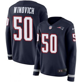 Wholesale Cheap Nike Patriots #50 Chase Winovich Navy Blue Team Color Women\'s Stitched NFL Limited Therma Long Sleeve Jersey
