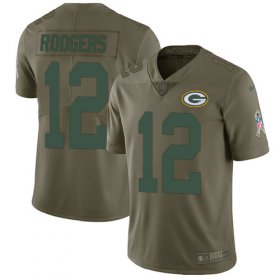Wholesale Cheap Nike Packers #12 Aaron Rodgers Olive Men\'s Stitched NFL Limited 2017 Salute To Service Jersey