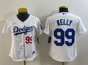 Cheap Youth Los Angeles Dodgers #99 Joe Kelly White With Patch Stitched Baseball Jersey