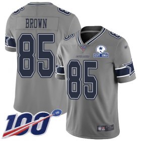 Wholesale Cheap Nike Cowboys #85 Noah Brown Gray Men\'s Stitched With Established In 1960 Patch NFL Limited Inverted Legend 100th Season Jersey