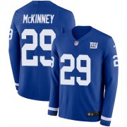 Wholesale Cheap Nike Giants #29 Xavier McKinney Royal Blue Team Color Men's Stitched NFL Limited Therma Long Sleeve Jersey
