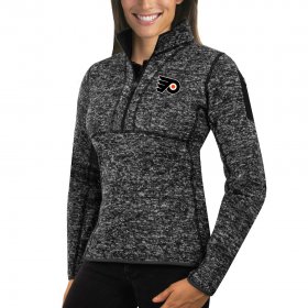 Wholesale Cheap Philadelphia Flyers Antigua Women\'s Fortune 1/2-Zip Pullover Sweater Charcoal
