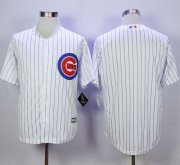 Wholesale Cheap Cubs Blank White Strip New Cool Base Stitched MLB Jersey