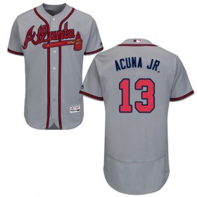 Wholesale Cheap Braves #13 Ronald Acuna Jr. Grey Flexbase Authentic Collection Stitched MLB Jersey