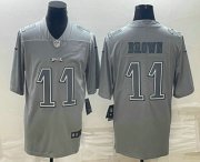 Cheap Men's Philadelphia Eagles #11 AJ Brown Gray Atmosphere Fashion Stitched Jersey
