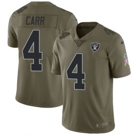 Wholesale Cheap Nike Raiders #4 Derek Carr Olive Youth Stitched NFL Limited 2017 Salute to Service Jersey