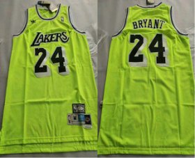 Wholesale Cheap Men\'s Los Angeles Lakers #24 Kobe Bryant Green With Black Name Hardwood Classics Soul Swingman Throwback Jersey