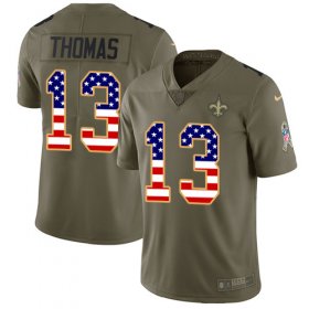 Wholesale Cheap Nike Saints #13 Michael Thomas Olive/USA Flag Youth Stitched NFL Limited 2017 Salute to Service Jersey