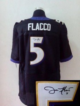 Wholesale Cheap Nike Ravens #5 Joe Flacco Black Alternate Men\'s Stitched NFL Elite Autographed Jersey
