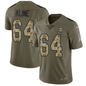 Wholesale Cheap Nike Vikings #64 Josh Kline Olive/Camo Men\'s Stitched NFL Limited 2017 Salute To Service Jersey