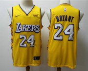 Wholesale Cheap Men's Los Angeles Lakers #24 Kobe Bryant Yellow 2020 Nike City Edition Swingman Jersey With The Sponsor Logo