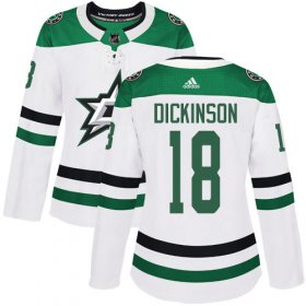 Cheap Adidas Stars #18 Jason Dickinson White Road Authentic Women\'s Stitched NHL Jersey