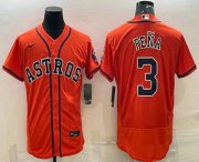 Wholesale Cheap Men's Houston Astros #3 Jeremy Pena Orange Stitched MLB Flex Base Nike Jersey
